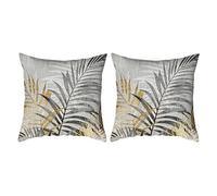 XFSRG 2 Pezzi Fodere Cuscini 45x45cm Poliestere Cuscino Stampato Foglie per Divano e Esterno Design Tropicale Copricuscini Sedie (Grigio, Foglia, 45x45cm)