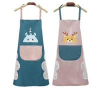 XFSRG 2 Pezzi Grembiule da Cucina Chef Grembiule da Ristorante BBQ Bar Regolabile Grembiuli con Tasche Chef di Cucina Impermeabile Uomo Donna