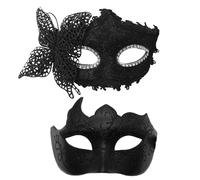 XFSRG 2 Pezzi Maschera Veneziana Uomini Per Ballo In Maschera E Cosplay Come Accessorio Mascherata Retro Per Halloween Carnevale E Feste Di Carnevale (Nero)