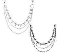 XFSRG 2 Pezzi Multistrato Punk Jeans Catene per le Donne Uomini Unisex Tripla Catena portafoglio link Hip Hop Streetwear per Pantaloni Cargo