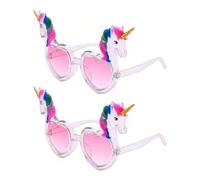 XFSRG 2 Pezzi Occhiali da Sole a Cuore Unicorno Divertenti per Feste Carnevale e Temi Hawaiani Adatti a Bambini e Adulti Design Trasparente per Feste in Maschera e Accessori Estivi (Trasparente)