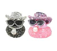 XFSRG 2 Pezzi Paperelle di Gomma Decorative con Cappello e Occhiali da Sole per Auto Ornamenti Natalizi Accessori Decorazione Cruscotto Simpatiche Paperelle Gioiello(Nero e Rosa-1)