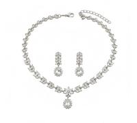 XFSRG 2 Pezzi Parure Gioielli Donna Set Collana e Orecchini Strass di Cristallo Set Gioielli Sposa Accessori da Sera per Matrimoni Adatto a Molteplici Occasioni