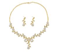 XFSRG 2 Pezzi Parure Gioielli Donna Set di Gioielli Collana e Orecchini Eleganti Bigiotteria Perle Cristalli Accessori Moda per Matrimonio Festa Cerimonia(Oro)