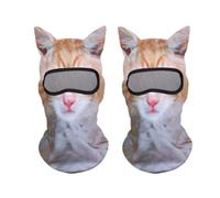 XFSRG 2 Pezzi Passamontagna 3D Cat Animale Cappello con Orecchie Simpatico Maschera da Sci per Festival Halloween attività in Moto(Gatto Bianco*2)