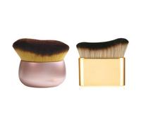 XFSRG 2 Pezzi Pennello Autoabbronzante Kabuki Set con Testa Piatta e Curva Applicatore Kabuki per Corpo Spazzola Autoabbronzante Corpo Pennello per Abbronzatura (Rosa + Oro)