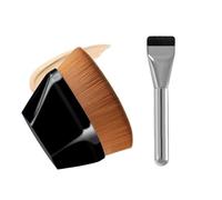 XFSRG 2 Pezzi Pennello Fondotinta Liquido Pennelli Make Up Piatto Pennello Fondotinta con Scatola Portaoggetti per Miscelare Cosmetici In Crema o Liquidi Misti(Bianco + Nero)