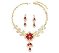 XFSRG 2 Pezzi Set Gioielli Donna Collana Orecchini Fiore Cristallo Brillante Elegante Parure Matrimonio Cerimonia Lusso