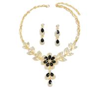 XFSRG 2 Pezzi Set Gioielli Donna Collana Orecchini Fiore Cristallo Brillante Elegante Parure Matrimonio Cerimonia Lusso