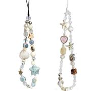 XFSRG 2 Pezzi Stella Marina E Conchiglia Cordino Telefono Come Charm Ciondolo Con Perline Per Smartphone E Chiavi Come Accessorio Alla Moda