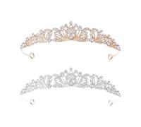 XFSRG 2 Pezzi Strass Tiara Donna Elegante Corona Accessori per Capelli di Alta Qualità per Matrimoni Cerimonie di Maggior Età e Compleanni