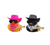 XFSRG 2 Pz Gomma Nuoto Anatra , Giallo brillante con occhiali da sole e cappello, perfetto per il cruscotto o come regalo originale