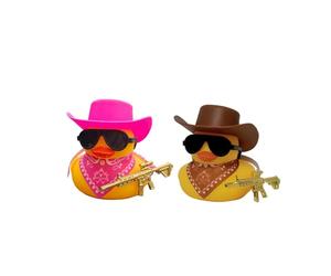 XFSRG 2 Pz Gomma Nuoto Anatra , Giallo brillante con occhiali da sole e cappello, perfetto per il cruscotto o come regalo originale