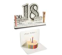 XFSRG 2 Stück Decorazioni 18 Anni con Torta Pop Up e Numero con Supporto Biglietto Auguri Compleanno Bomboniere 18 Anni Ragazzo Ragazza Numeri da Tavolo per Festa
