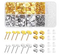 XFSRG 2000 Pezzi Orecchini Kit Fare 4/6/8MM Post Pad Pali Piatto Orecchino con Chiusura a Farfalla Ipoallergenici per Creazione di Gioielli Fai Da Te (Set 1)