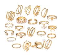 XFSRG 22 Pezzi Anelli Donna Perla Irregolare Stile Retro Anello Geometria Della Moda Creativa per Tutti i Giorni Scatti di Strada Feste Banchett