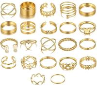 XFSRG 22 Pezzi Set Anelli Donna Geometrici Cuore Farfalla Catena Infinito Intrecciati Regolabili Stackable Midi Knuckle