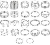 XFSRG 22 Pezzi Set Anelli Donna Geometrici Cuore Farfalla Catena Infinito Intrecciati Regolabili Stackable Midi Knuckle