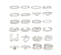 XFSRG 24 Pezzi Anelli Donna Disegni Geometrici Set di Anelli Vintage Classico Anello Regolabile Anello Sovrapponibili per l'Uso Quotidiano Appuntamenti Regali
