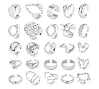 XFSRG 25 Pezzi Anelli Donna Retrò Esagerato Set di Anelli Design Asimmetrico Anello Stile Geometrico Anello Sovrapponibili per l'Uso Quotidiano Feste Street Style