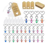 XFSRG 25 Pezzi Portachiavi Angelo Ciondolo Angeli Custode Battesimo con Etichette di Carta Kraft e Sacchetti di Organza Regali per Comunione Conferma Matrimonio(Etichetta vuota)