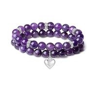 XFSRG 2PCS Bracciale Boho In Pietra Naturale, Bracciali Bohémien, Bracciale Donna in Perle, Set di Bracciali Pietre Preziose, Per la Famiglia e Gli Amici(Viola)