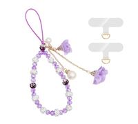 XFSRG 2Pcs Ciondolo per Cellulare con Perline Rosa e Fiori Charms Decorativi Eleganti per Telefoni Accessori alla Moda per Ragazze e Donne (Viola)