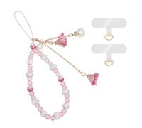 XFSRG 2Pcs Ciondolo per Cellulare con Perline Rosa e Fiori Charms Decorativi Eleganti per Telefoni Accessori alla Moda per Ragazze e Donne (Rosa)