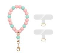 XFSRG 2Pcs Cordon para Movil con Perle Colorate in Silicone e Accessori Dorati per Cellulari Design Elegante e Funzionale per Donne e Ragazze (Rosa)