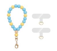 XFSRG 2Pcs Cordon para Movil con Perle Colorate in Silicone e Accessori Dorati per Cellulari Design Elegante e Funzionale per Donne e Ragazze (Blu)
