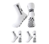 XFSRG 3 Paia Calzettoni Calcio Uomo Donna Calze Antiscivolo Football Socks Calzini Sportive per Calcio Basket Tennis(Bianco)