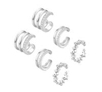 XFSRG 3 Paia Orecchini Clip Donna Orecchini Non Forati Ipoallergenici Ear Cuff con Scintillanti Zirconia Gioielli da Ragazze per Chi Non Ha i Buchi (argento)