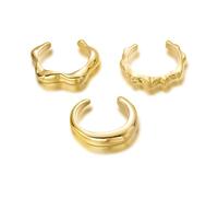 XFSRG 3 Pezzi Bracciale Donna Aperto Polsino Largo Gioielli Regolabile Eleganti Minimalista Bracciali Set Regali per Ragazze Amicizia Compleanno (Oro #1)