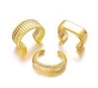 XFSRG 3 Pezzi Bracciale Donna Aperto Polsino Largo Gioielli Regolabile Eleganti Minimalista Bracciali Set Regali per Ragazze Amicizia Compleanno (Oro #3)