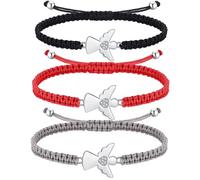 XFSRG 3 Pezzi Bracciale Intrecciato Ciondolo Angelo Bracciali Regolabile Piccolo ed Elegante per Compleanni San Valentino Cerimonie di Laurea