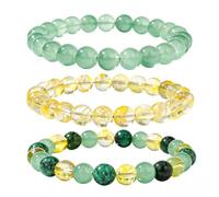 XFSRG 3 Pezzi Bracciale Quarzo Citrino Donna con Pietre Naturali Braccialetto Perline Rotonde Cristallo Naturale Bracciale Citrino Energia Positiva Gioielli Bracciali con Pietre Dure Naturali
