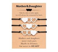 XFSRG 3 Pezzi Braccialetto Madre-Figlia Cuore Bracciale Intrecciato Regolabile con Carta di Auguri Regalo per Festa della Mamma Figlia Femmina Ragazza (Set 2)