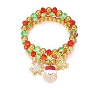 XFSRG 3 Pezzi Bracciali Natalizi Donna con con Ciondolo a Tema Natale Braccialetto Impilabile Gioielli di Natale per Feste Compleanno e Occasioni Speciali (Stile 1)