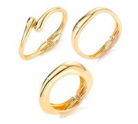 XFSRG 3 Pezzi Braccio Polsino Braccio Braccialetti Aperti Regolabile Minimalista Boho Bracciale Bangle Set Regalo per Compleanni Anniversari e Occasione Speciali (Oro)