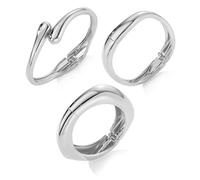 XFSRG 3 Pezzi Braccio Polsino Braccio Braccialetti Aperti Regolabile Minimalista Boho Bracciale Bangle Set Regalo per Compleanni Anniversari e Occasione Speciali (Argento)