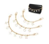 XFSRG 3 Pezzi Catena Decorativa per Borsa Prolunga Maniglia con Catena Corta Smaltata a Forma di Fiore Ciondolo Decorative per Portafoglio e Borsa A Tracolla (Bianco)