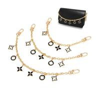 XFSRG 3 Pezzi Catena Decorativa per Borsa Prolunga Maniglia con Catena Corta Smaltata a Forma di Fiore Ciondolo Decorative per Portafoglio e Borsa A Tracolla (Nero)