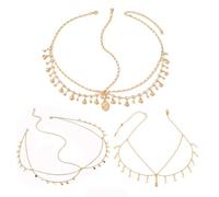 XFSRG 3 Pezzi Catena Testa Donna con Dischi Ondulati e Frange Copricapo a