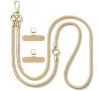 XFSRG 3 Pezzi Cordino per Cellulare Tracolla Lunga con 2 Pezzi Patch Universali Tracolla Telefono Laccetto Universale da Collo Cordino per Telefono Universale (Oro)