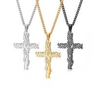 XFSRG 3 Pezzi Croce Collane Collana Uomo Croce di San Benedetto Acciaio Inossidabile Regalo Ragazzo per Ogni Occasione