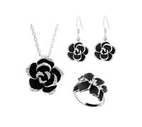 XFSRG 3 Pezzi Gioielli da Donna Eleganti Orecchini Collane Anelli a forma di Fiori Adatti per Feste e Banchetti e Abiti per Tutti i Giorni