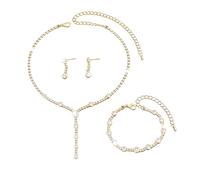 XFSRG 3 Pezzi Gioielli Donna Parure Collana e Orecchini Bracciale Set di Gioielli Eleganti Bigiotteria Donna Accessori Moda per Feste Matrimonio Casual(Oro)