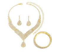 XFSRG 3 Pezzi Parure Gioielli Donna Collana Orecchini e Bracciale con Strass Elegante Set Gioielli Accessori per Abiti da Sera da Cerimonia Alla Moda Regalo