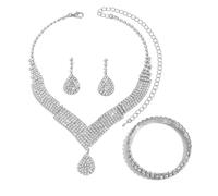 XFSRG 3 Pezzi Parure Gioielli Donna Collana Orecchini e Bracciale con Strass Elegante Set Gioielli Accessori per Abiti da Sera da Cerimonia Alla Moda Regalo