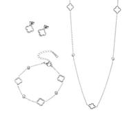 XFSRG 3 Pezzi Parure Gioielli Donna Quadrifoglio Traforato Acciaio Inossidabile Gioielli Regalo per le Feste Rgalo per Anniversari